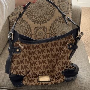 Michael Kors Brown and Black MK Shoulder Bag